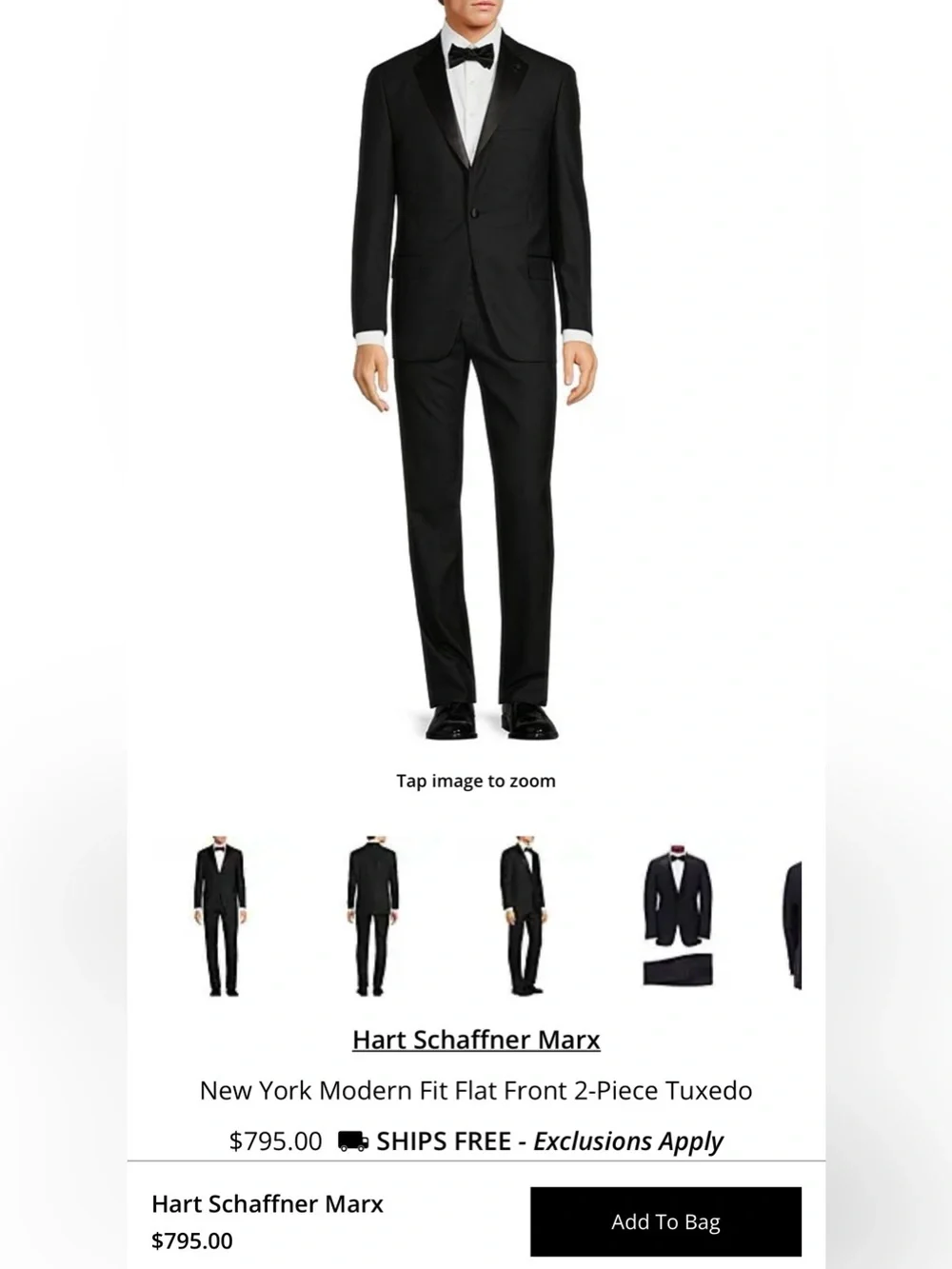 NEW* Hart Schaffner Marx Tuxedo 44R Blazer 37/29 Pants Black Satin Stripe Suit